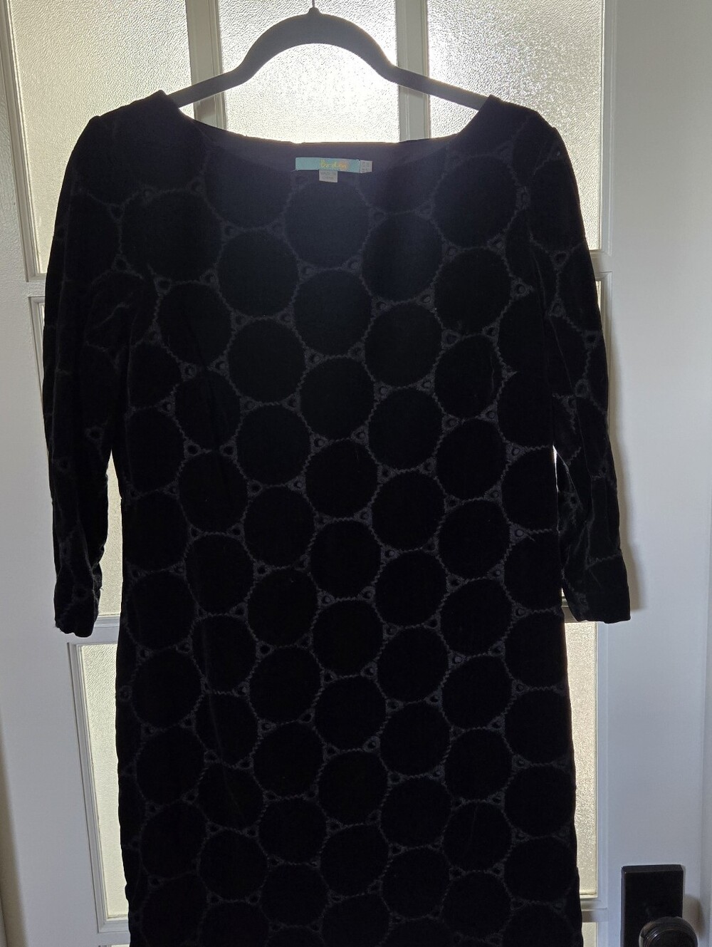 Boden Black Velvet Geometric Cutout Shift Dress 8R